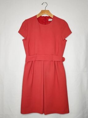 RED Valentino Coral-Red Belted Mini Dress
